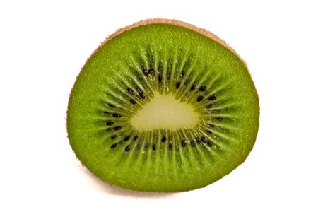 Closeup of a kiwi on a white backgroundの写真素材