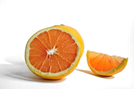 Closeup of grapefruits on a white backgroundの写真素材