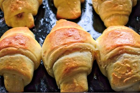 Closeup of homemade dinner rollsの写真素材