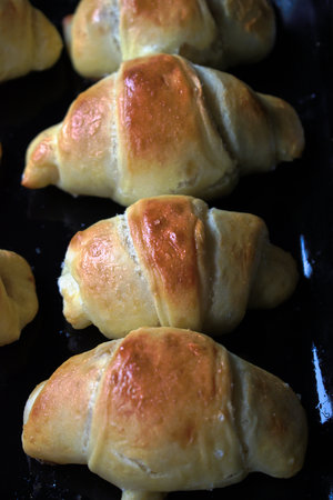 Closeup of homemade dinner rollsの写真素材
