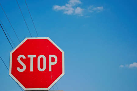 Closeup of a stop signの写真素材