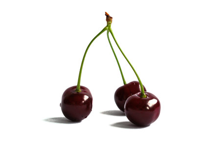 Closeup of cherries on a white backgroundの写真素材