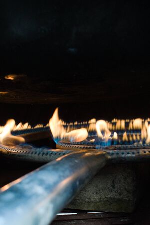 Fire on a gas burnerの写真素材