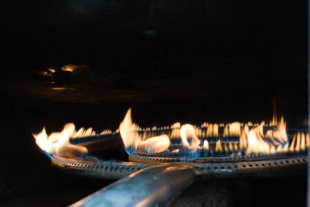 Fire on a gas burnerの写真素材