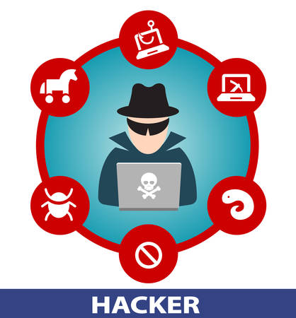 Computer hacker unrecognizable cyber criminalのイラスト素材