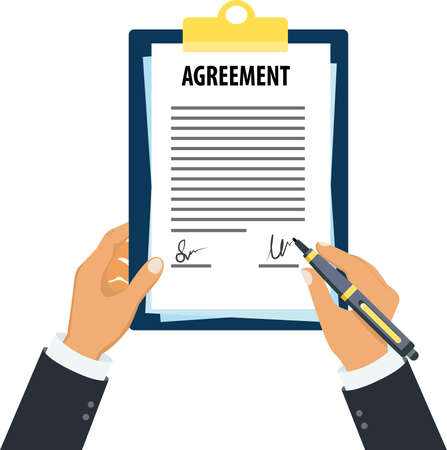 Signing agreement documentのイラスト素材