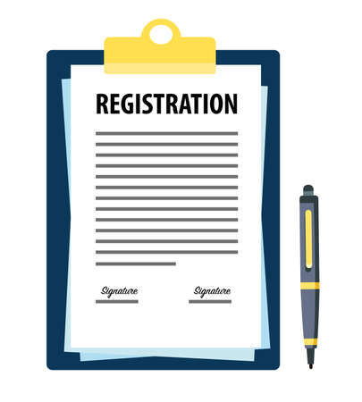 Signed registration document with penのイラスト素材