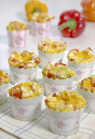 Egg cupcakes with vegetablesの写真素材