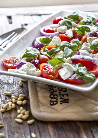 Tomato salad with mozzarellaの写真素材