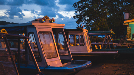 Spectacular Water Taxi By Night in Tortuguero National Parkの写真素材