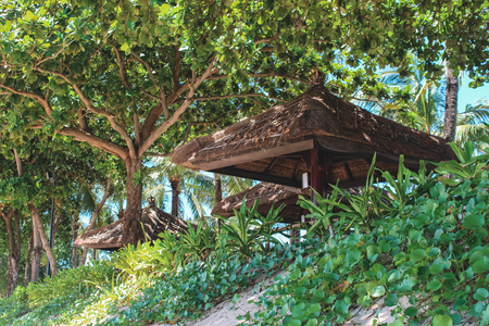 Tropical beach hut at the beach in Baliの写真素材