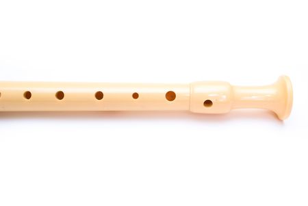 recorder (block flute) isolated on white backgroundの写真素材