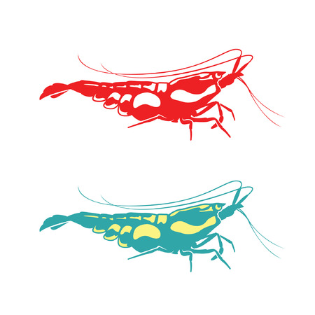 shrimp silhoutteのイラスト素材