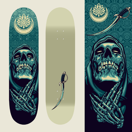 Skull Praying on Skatedeck Templateのイラスト素材