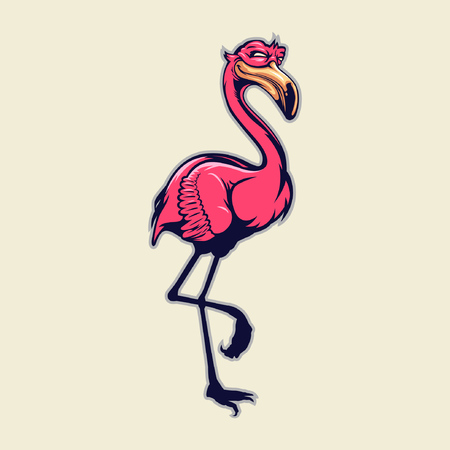standing flamingo mascotのイラスト素材
