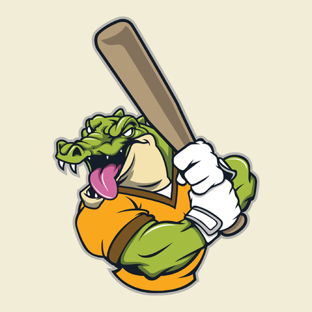 crocodile basebal mascotのイラスト素材