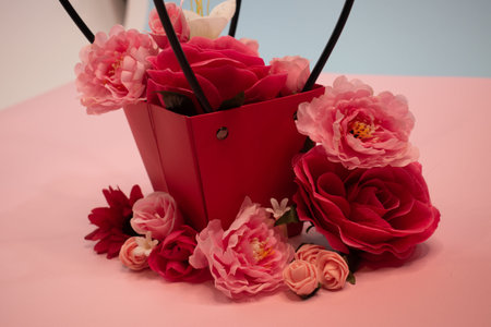 artificial flowers in a basket