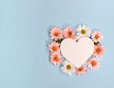 daisy heart, a beautiful creative concept for Valentine's Day with a message spaceの写真素材