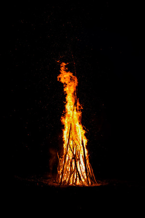 Midsummer night. bonfire fire ritual of Ivana Kupalaの写真素材
