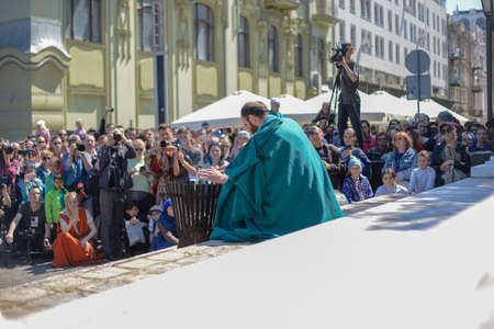Easter theatrical reconstruction. Awesome acting game. Betrayal, death and resurrection of Jesus Christ. Jews, Roman soldiers, disciples of Jesus and Jesus himself. Odessa city, Ukraine, 27 april 2019のeditorial素材
