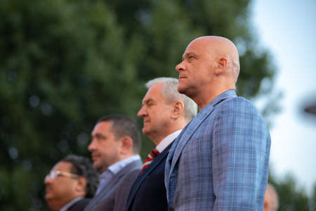 Odessa, Ukraine. August 24, 2021. Independence Day. Speech by the mayor of Odessa Gennady Trukhanov....