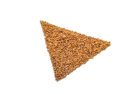 Wheat in the form of triangle isolated on white background.
