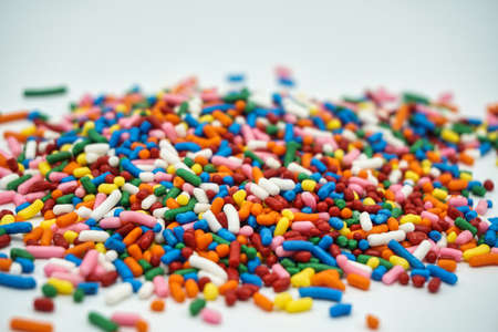 sugar sprinkles isolated, decoration for baked goods, cakes. Backgroundの写真素材