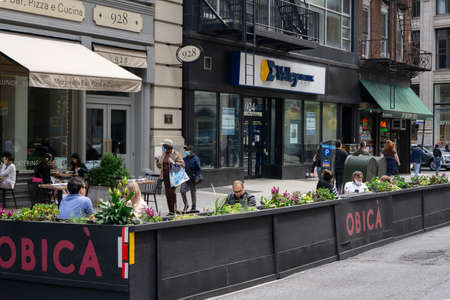 New York, USA - October 10 2020: An outdoor restaurant in midtown Manhattan. outdoor dining