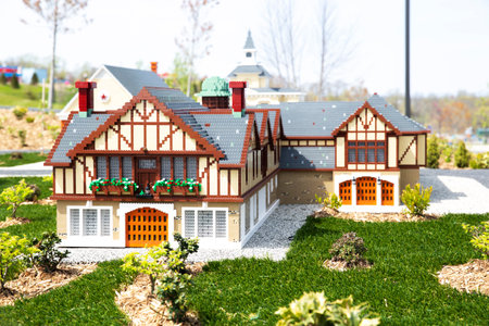 Goshen, NY - April 24 2021: View of NY landmarks built out of LEGO bricks at Miniland in Legoland New York Resortのeditorial素材