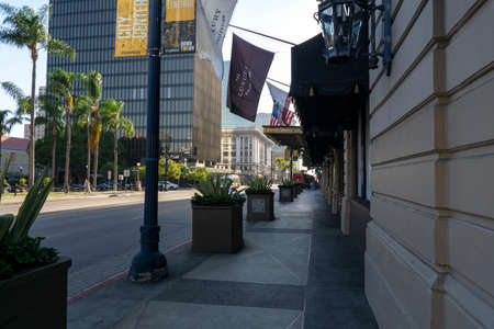 San Diego, USA - August 4 2021: Architecture and buildings in Downtown San Diego, California. View of the empty street and sidewalkのeditorial素材