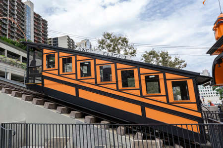 Los Angeles, USA â August 9, 2021: Angels Flight funicular railway in downtown Los Angelesのeditorial素材