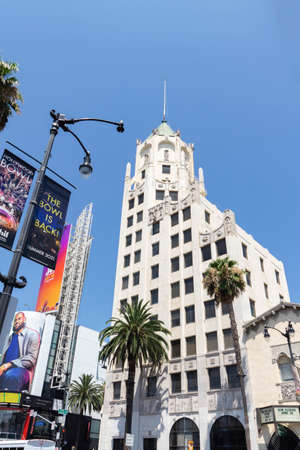 Hollywood, USA - August 10 2021: View of Hollywood First National Bank Building and palm trees in Hollywood on a sunny dayのeditorial素材