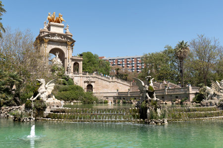 Barcelona, Spain - April 17, 2022 : View of the Carro de la Aurora in Ciutadella Park in Barcelona, Spainのeditorial素材