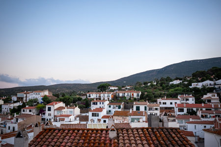 View of Cadaques, charming town in Catalonia, Spain. Mediterranean city on a bayの写真素材