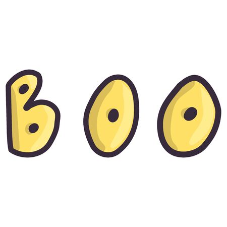 Lettering boo yellow illustration for print design. Typography vector halloween art.のイラスト素材