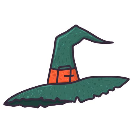 Witch hat cartoon illustration. Isolated flat vector design. Holiday celebration. Happy halloween.のイラスト素材