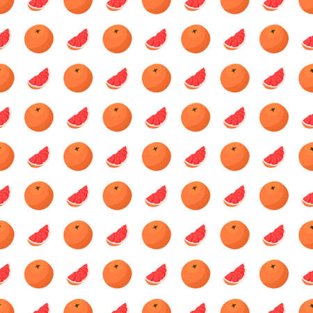 Whole grapefruit and red slice seamless pattern. Vector nature graphic background. Healthy food...