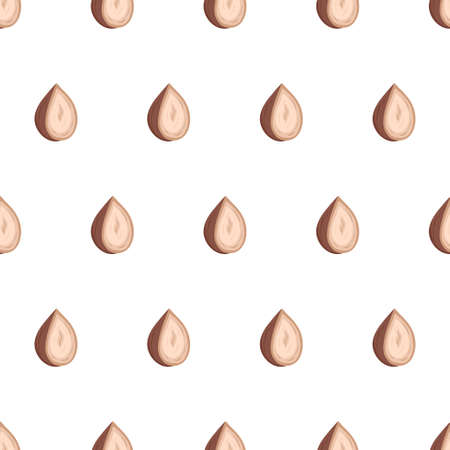 Seamless pattern with half hazelnut. Vector nature graphic background. Natural textile. Nut illustration.のイラスト素材