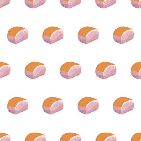 Cartoon seamless pattern for fabric design with ham meat. Colorful background.のイラスト素材