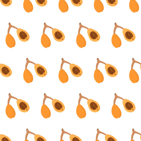 Cartoon seamless pattern for paper design with orange fruit loquat. Colorful backgroundのイラスト素材