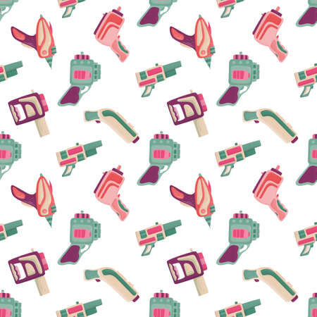 Seamless pattern with futuristic colorful blaster for fabricのイラスト素材