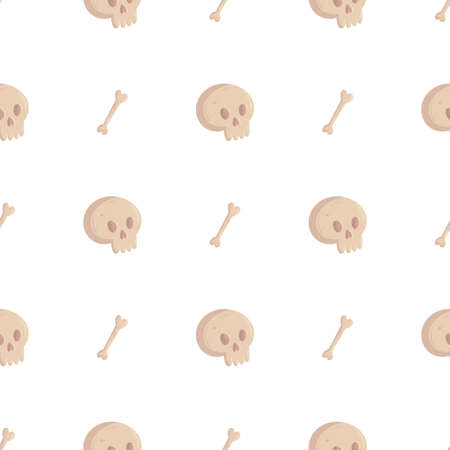 Witch seamless pattern with skull and bone