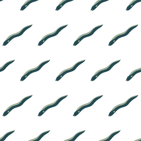 Sea animal seamless pattern with muranae. Undersea world habitants print. Hand drawn underwater life vector illustration. Funny cartoon marine animals character for kid fabric, textile.のイラスト素材