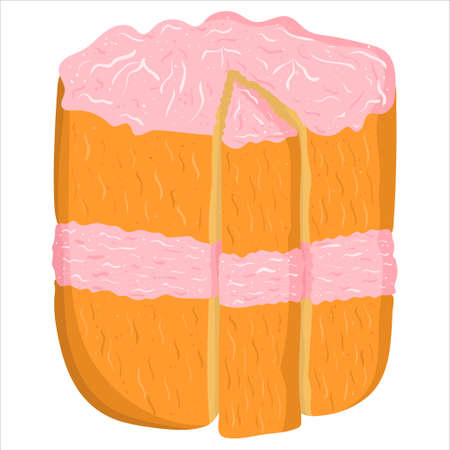 Cartoon illustration with cake wit cream. Vector hand drawn graphic. Single food isolated art.のイラスト素材
