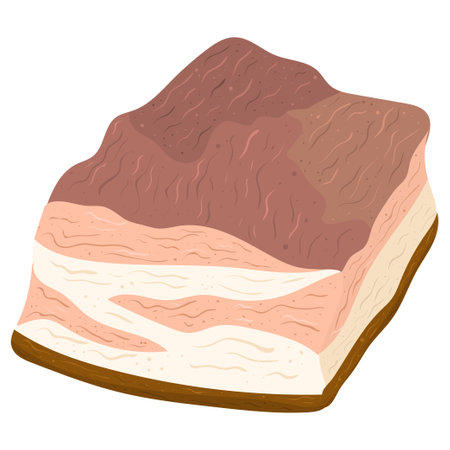 Cartoon illustration with meat bakon. Vector hand drawn graphic. Single food isolated art.のイラスト素材