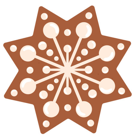 Winter traditional gingerbread cookie. Star with white glazeのイラスト素材