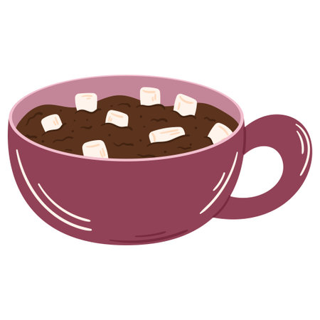 Hot cocoa with marshmallows in a cupのイラスト素材