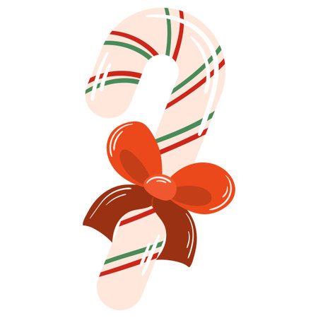 Candy cane with a red bowのイラスト素材