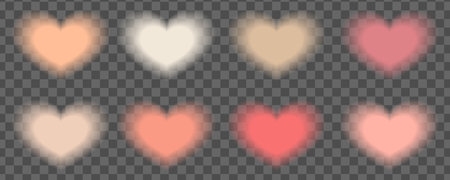 Aura Y2K Peach colored hearts collection. Set with aesthetic soft gradient trendy valentine day heart. On transparent background. Vector illustrationのイラスト素材