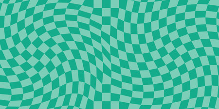 Vintage Aesthetic Backgrounds with Groovy Checkered Pattern and Psychedelic Checkerboard Textures in Turquoise color paletteのイラスト素材